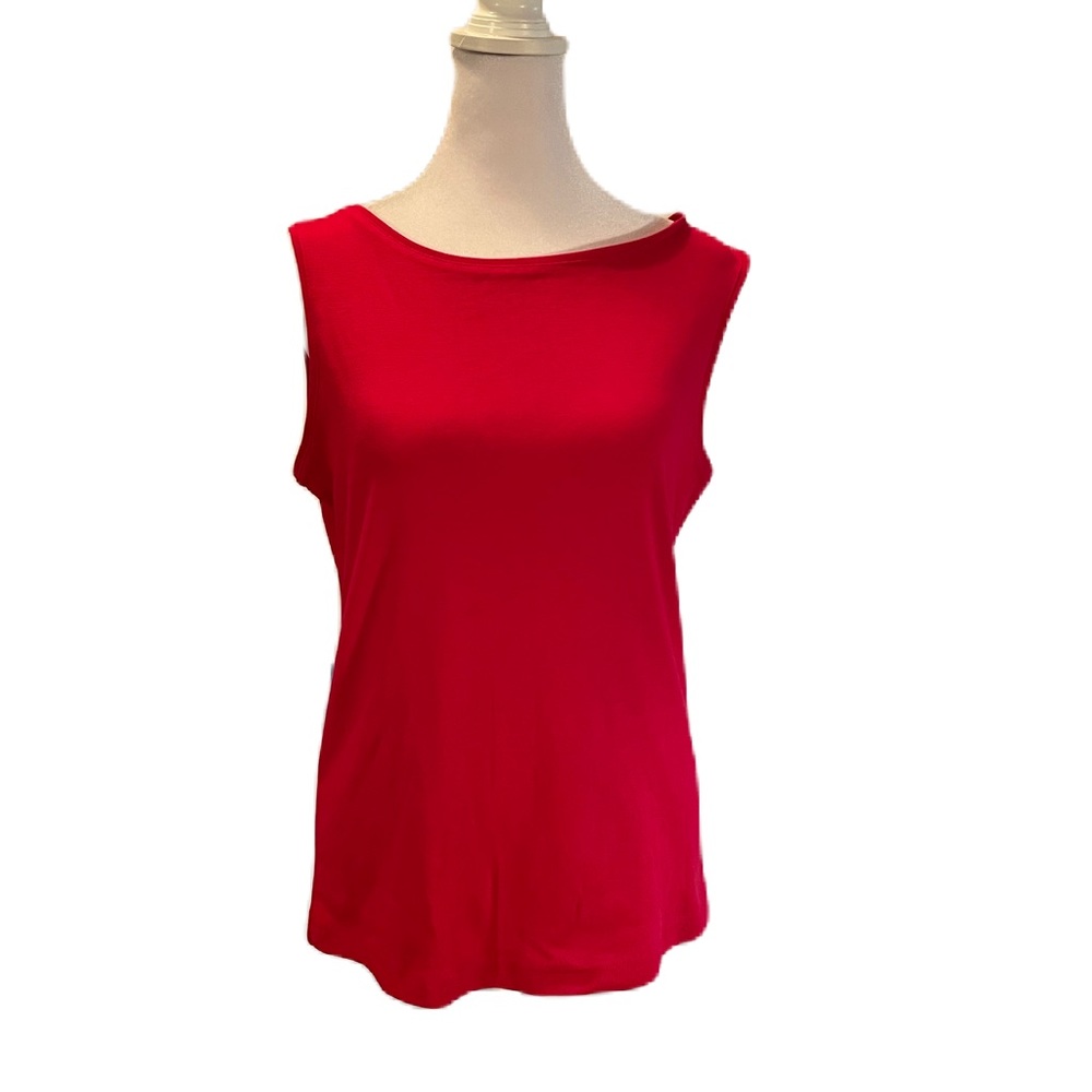 Karen Scott Red Sleeveless Scoop Neck Tank Top Size PM